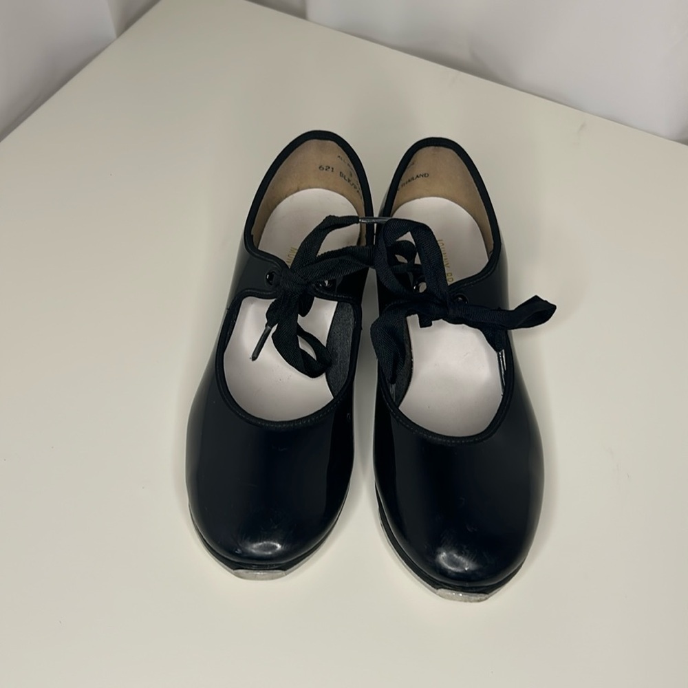 Tap shoes Johnny Brown Montreal size 3 1/2 W black patent leather dance shoes
